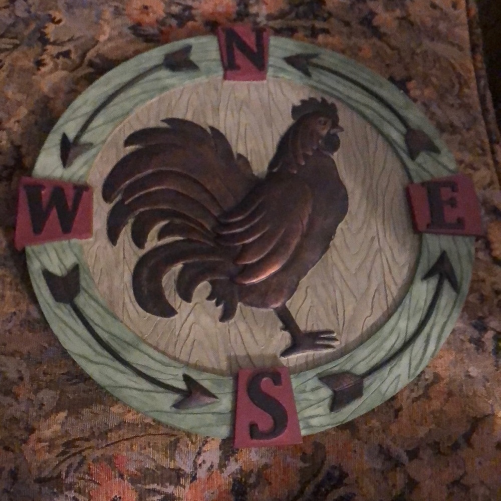 Rooster weather vane wall plaque.